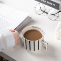 Simple Hepborn Style Stackable Ceramic Coffee Mug Cup Porcelian Tea Cup Set with Dots