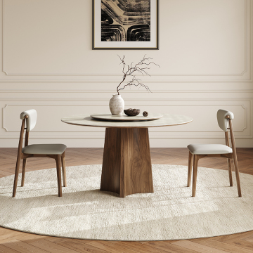 Black Walnut Retro Style Solid Wood Dining Table and Chair Set