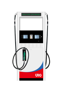 Narrow-body double hoses double products fuel dispenser