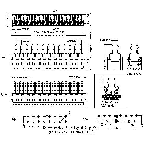 PFCS01 1.27mm Picoflex IDT Straight DIP Type-Model