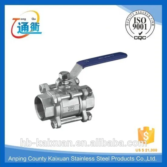 1000wog stainless steel threaded connector 3pc abll valve