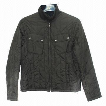 Men's winter jacket, nylon fabric, poly filled，wear on both sides