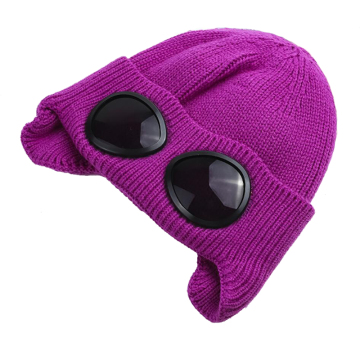 Warm Fleece Lined Acrylic Beanie Hat with Earflaps for Cycling and Skiing