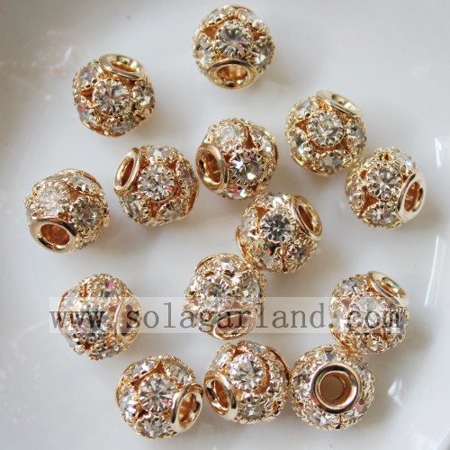 10*11MM Round Disco Rhinestone Crystal Beads Loose Spacer Beads Charms