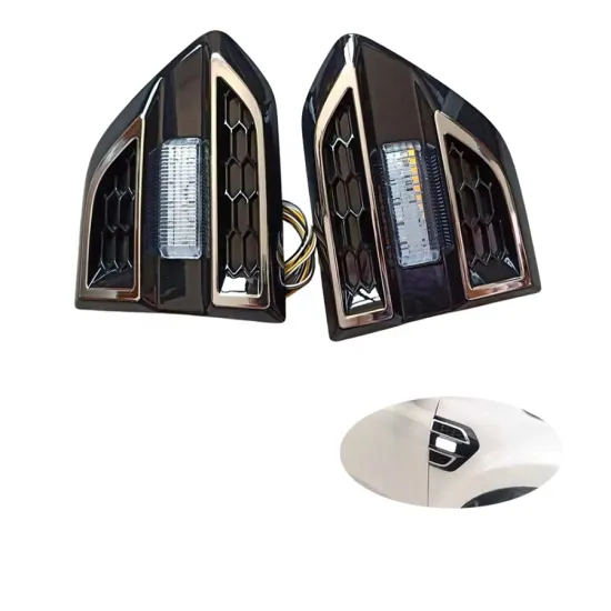 2PCS Black Chrome Front Fender Vent Covers with LED Lights for Ranger T8 2018