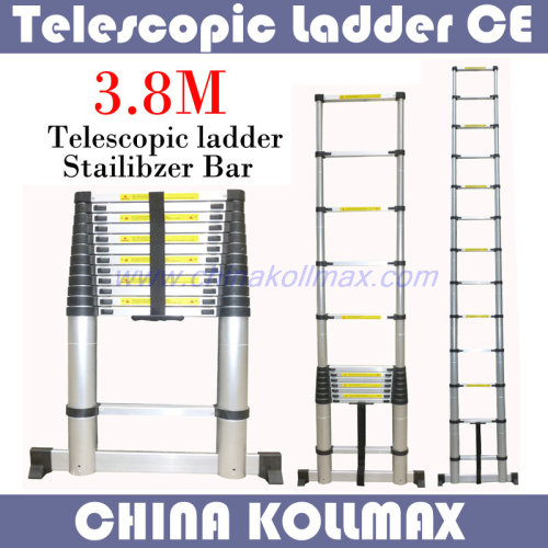 3.8m Telescopic Ladder with Stabilizer Bars