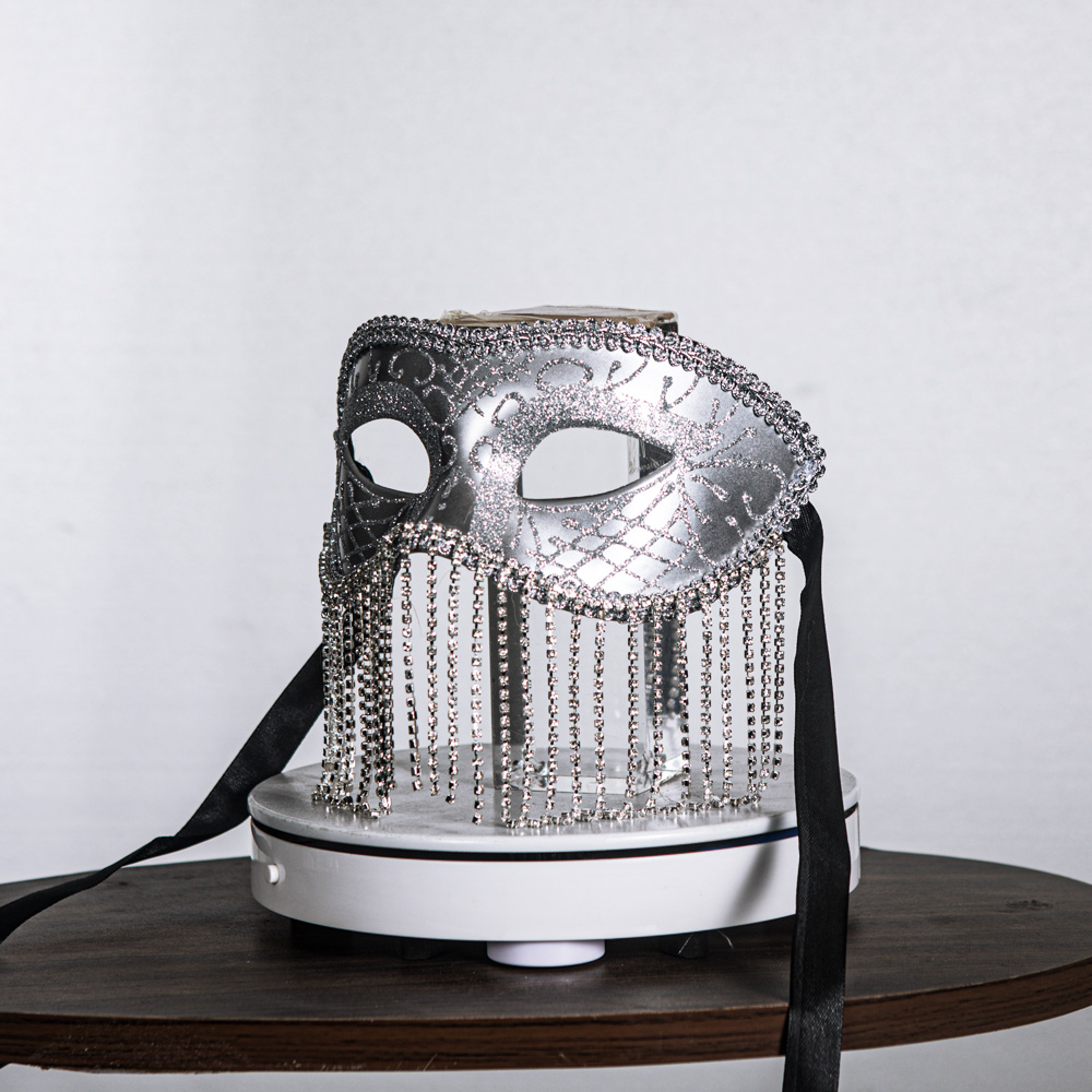 White Rhinestone Tassel Masquerade Eye Mask