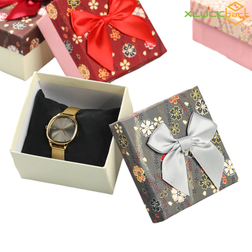 Floral Multicolor butterfly Ribbon Square Gift Watch Box