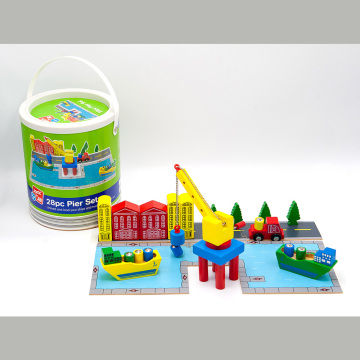 Маленькие деревянные игрушечные блоки, игрушечная деревянная чайная тележка