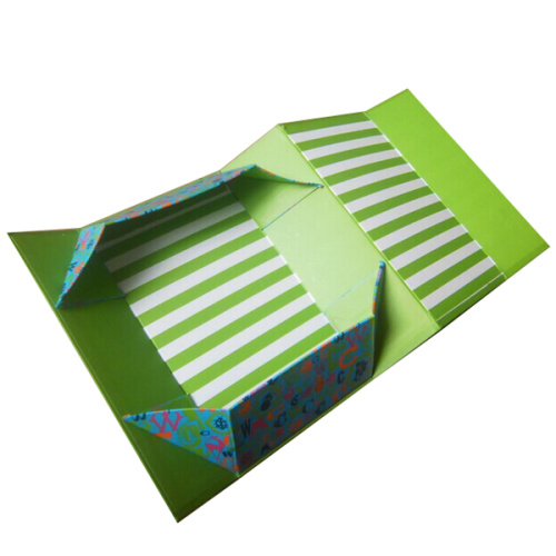 Green Magnetic Cardboard Foldable Paper Box for clothes