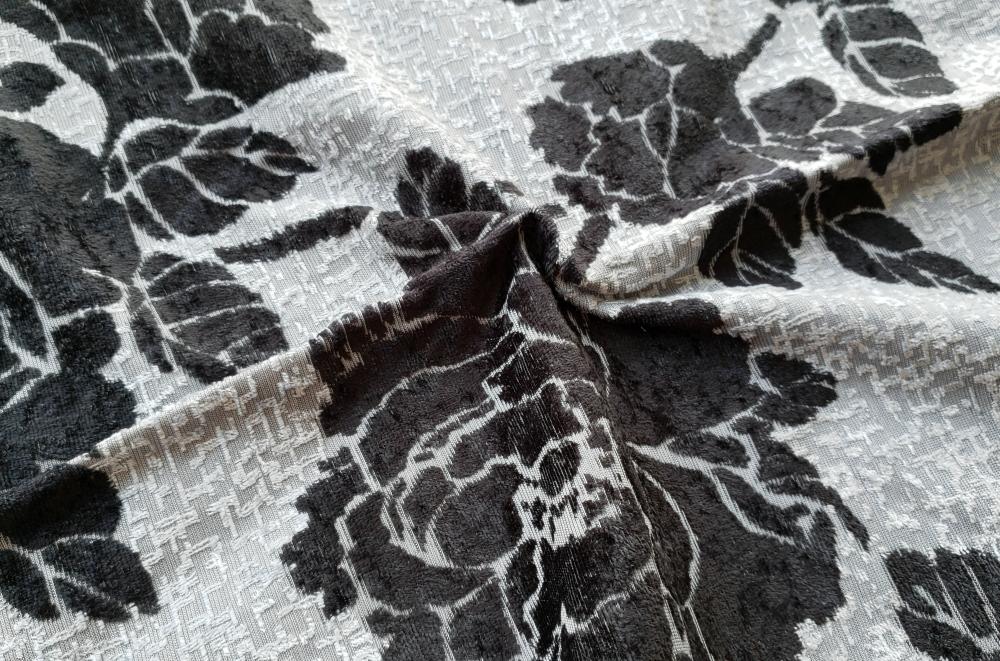 Flower Jacquard Fabric Gray Color A