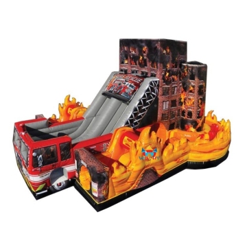 Commercial PVC Inflatable Fire Rescue Obstacle Course with Blowers for Adult Training