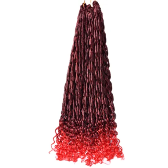 First Quality Long Ombre Color Deep Water Wave Loose Curly Bundles Synthetic Hair Braids Pre-looped Crochet Hair French Curls