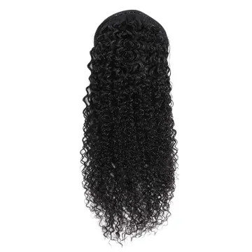 Best Selling Wholesale 8-28 inches Drawstring Human Hair Ponytail, 1b# Curly Hair Drawstring Ponytail for Black Women