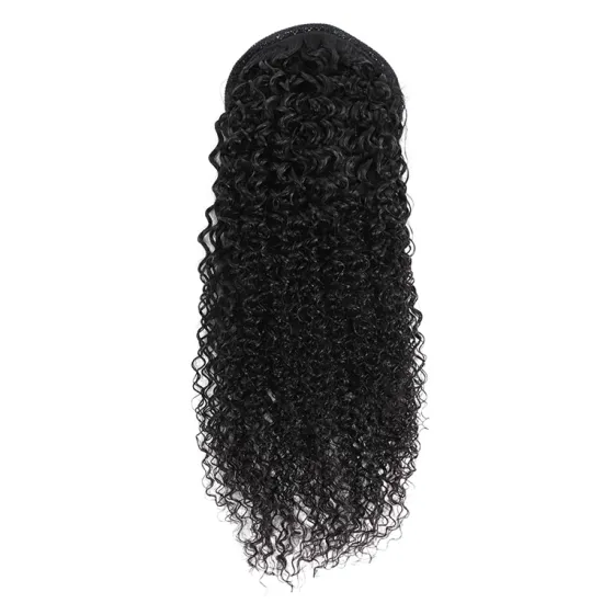 Best Selling Wholesale 8-28 inches Drawstring Human Hair Ponytail, 1b# Curly Hair Drawstring Ponytail for Black Women