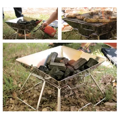 Portable Stainless Steel Foldable Fire Rack for Outdoor Barbecue and Camping
