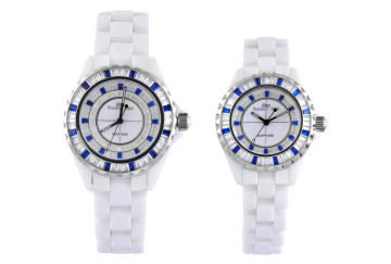 Water Proof Japan Quartz Unisex White Ceramic Watches For Men And Ladies