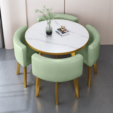 Modern Casual Solid Wood PU Leather Office Table with Round Design for Dining Room Sets