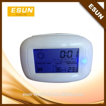 Classical design LCD digital weather station desk table alarm clock with LED backlight and comfort indicator, CE,ROHS Standard