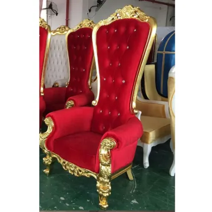 Golden Luxury King and Queen Throne Sofa Chair for Wedding