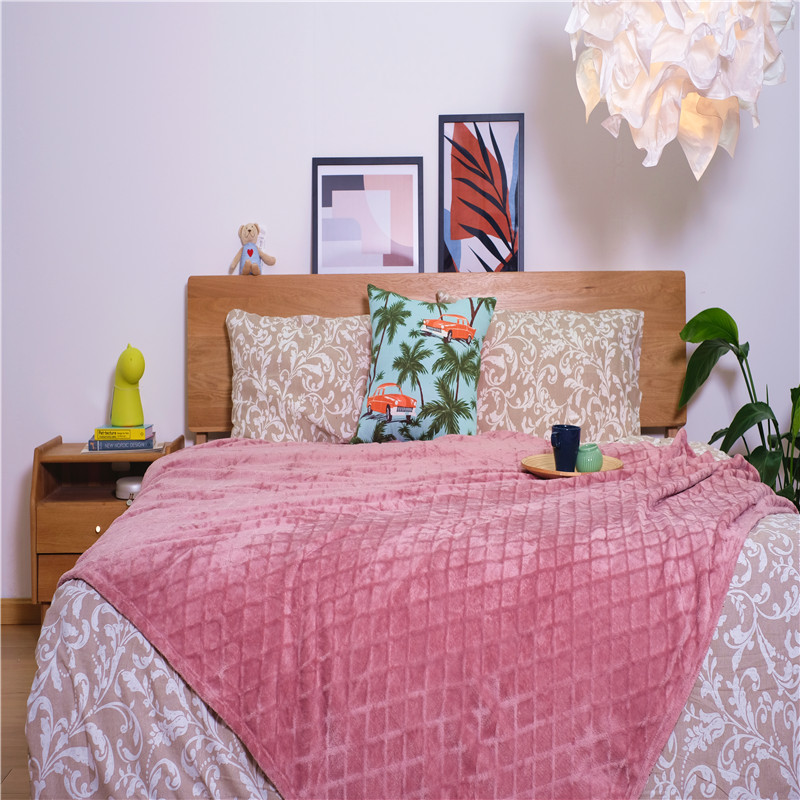 Customized Soft Coral Fleece Velvet Jacquard Bed Blanket