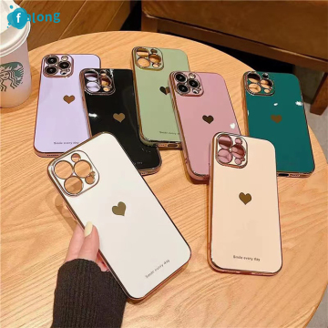 Case de teléfonos cardíacos de amor electrochados para iPhone 15/14/13/12/11 Pro Max XR X XS Max
