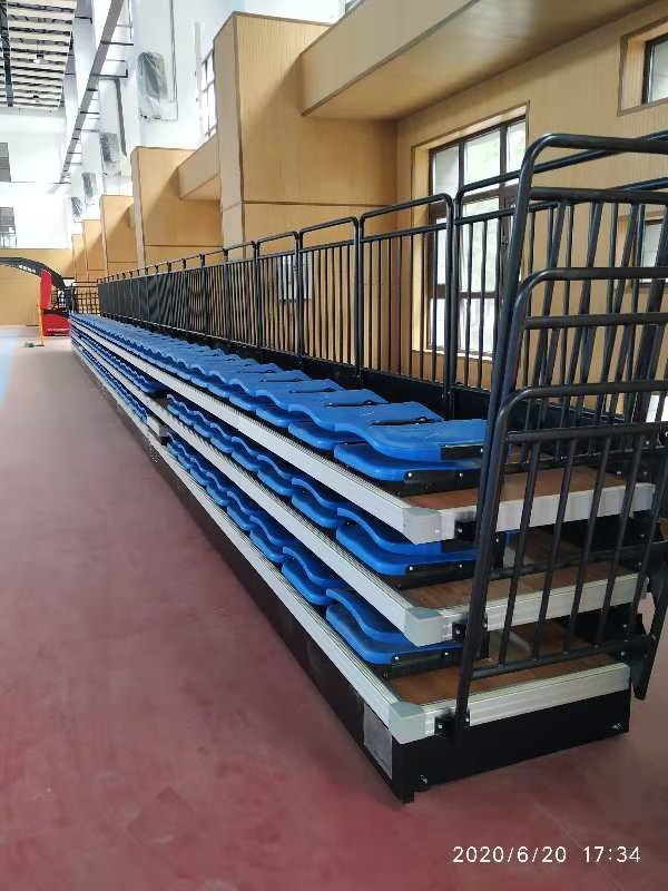 Manual front mounted folded stadium telescopic bleacher seat