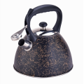 whistling stovetop kettle with Black and gold lines