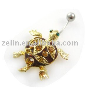 gold tortoise body jewelry navel ,piercing jewelry