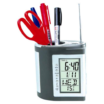 Penholder Calendar with Radio