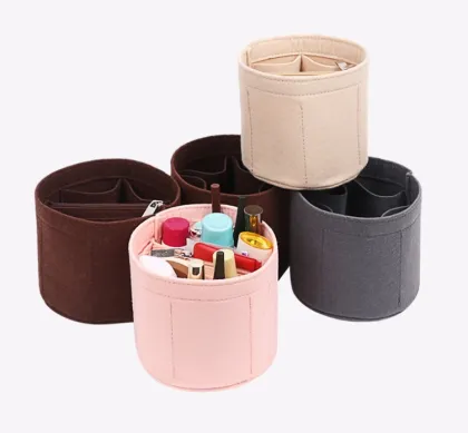 Cylindrical Felt Makeup Bag