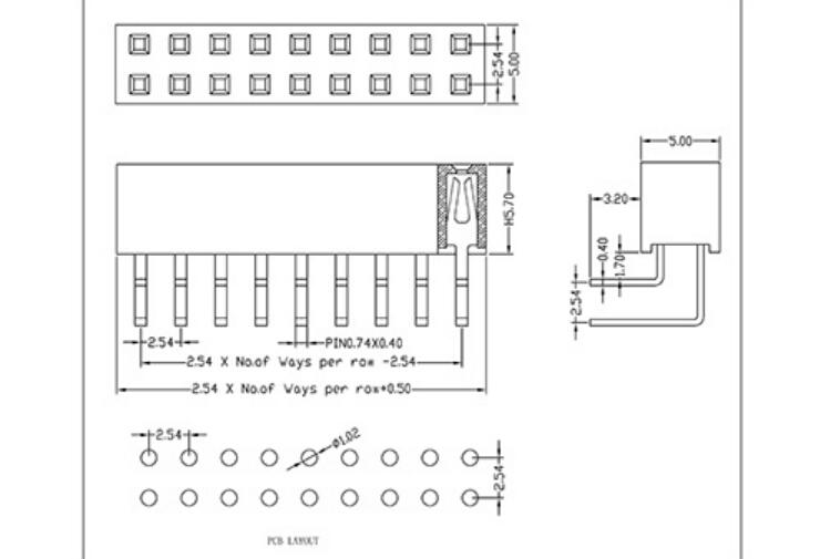 2 54mm Female Header Dual Row Angle Type China Manufacturer