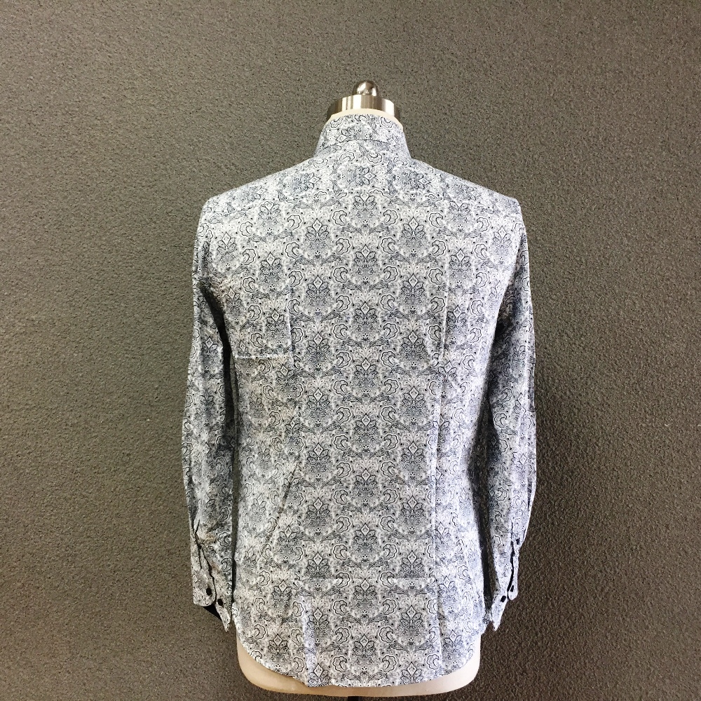Men's cotton grey printed long sleeves shirt