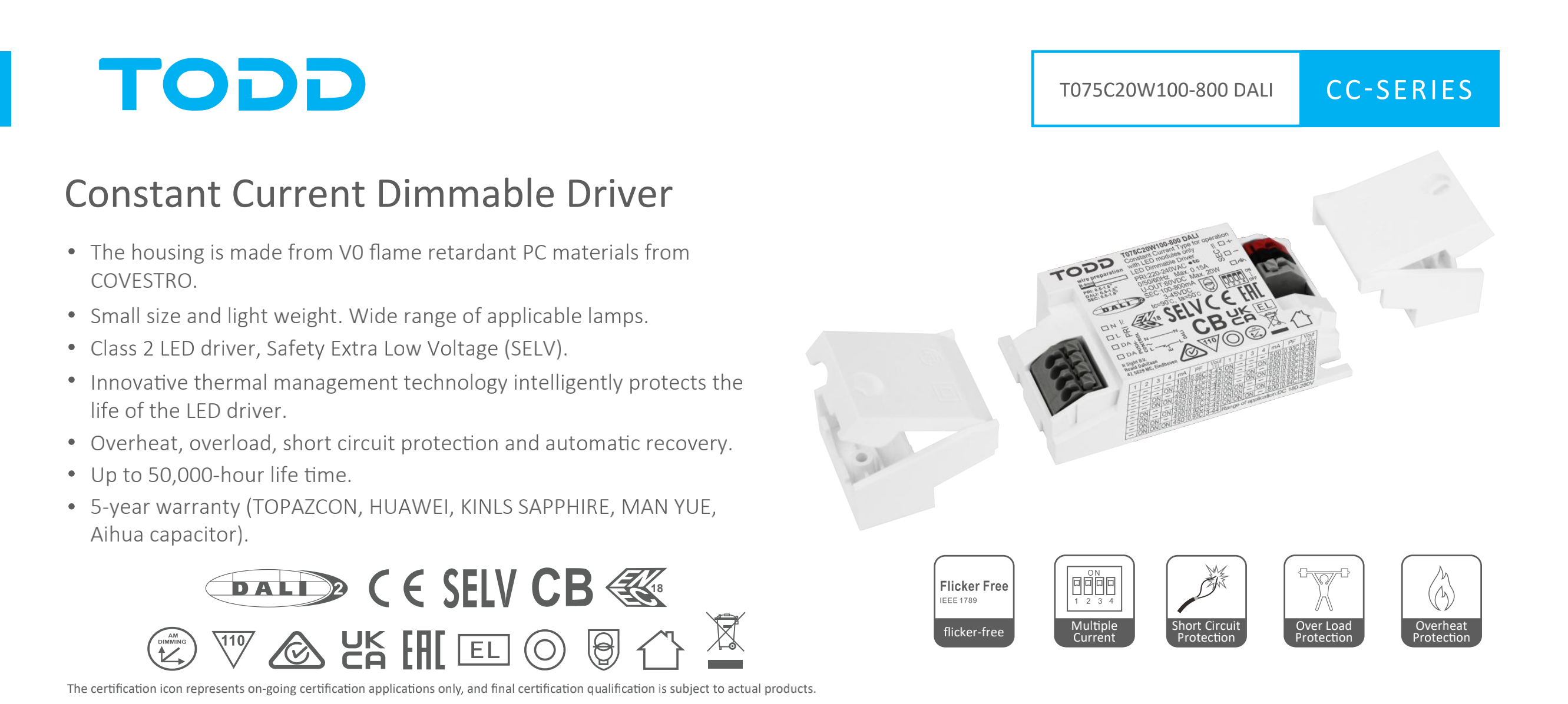 led driver T075C20W100-800 DALI