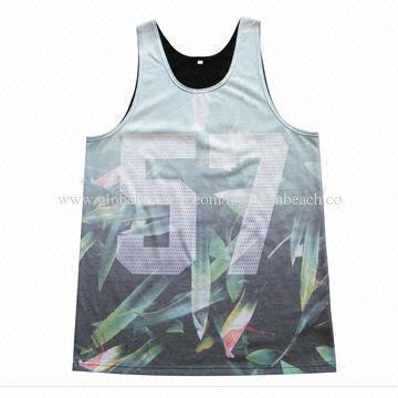 Men's Tanks, Made of Cotton/Polyester, Digital Printing