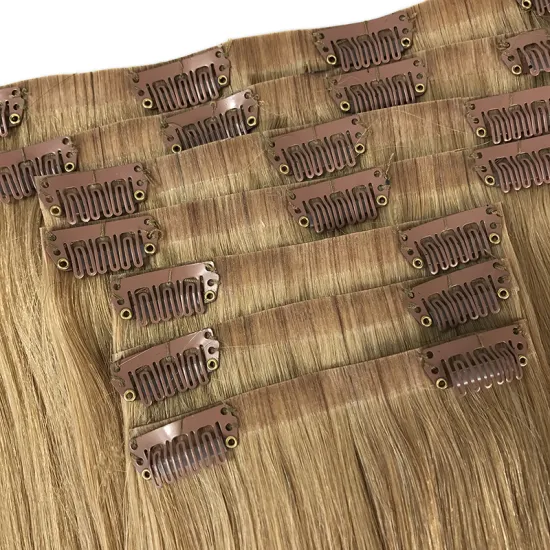 Highlight brown pu clip in hair extension,thick seamless clip in hair extensions,seamless real human hair clip ins virgin hair