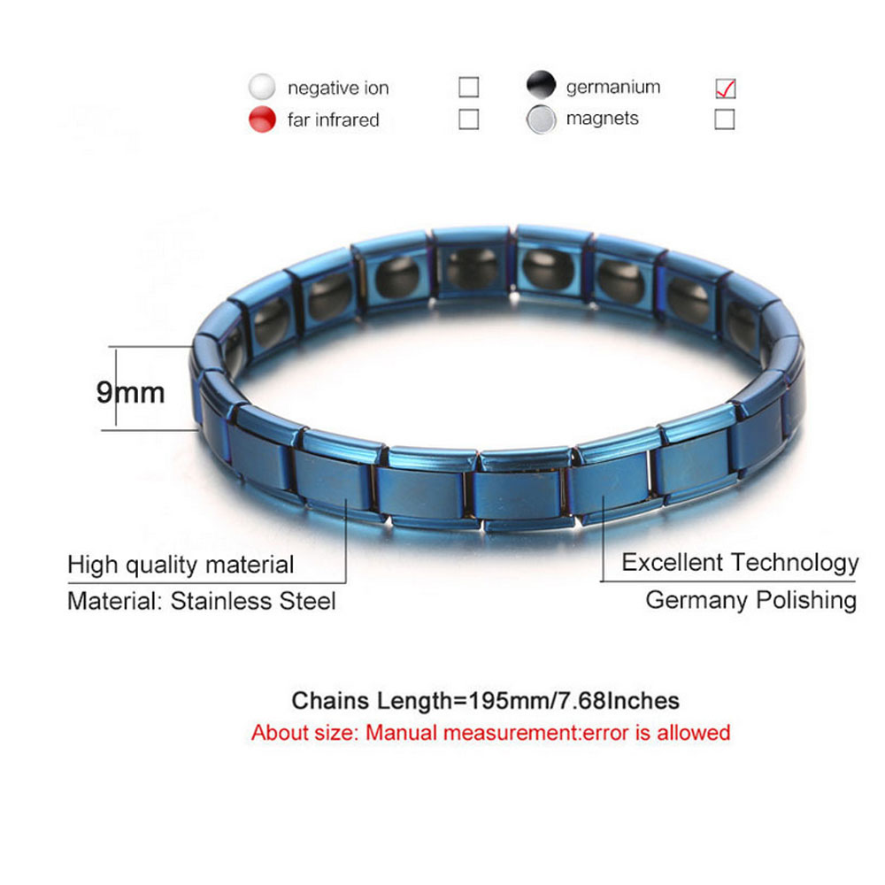 Unisex Bracelets Germanium Stone Titanium Health Relief Expandable Magnetic Bracelet for Mens Womens