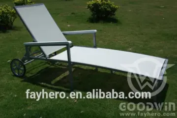 GW3328-L1 stainless steel outdoor furniture plastic fabric sun lounger with wheel