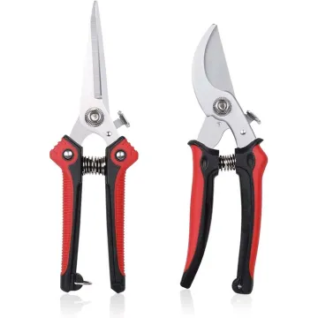Professional 2-Piece Stainless Steel Pruning Shears and Garden Scissors Set for Efficient Garden Pruning