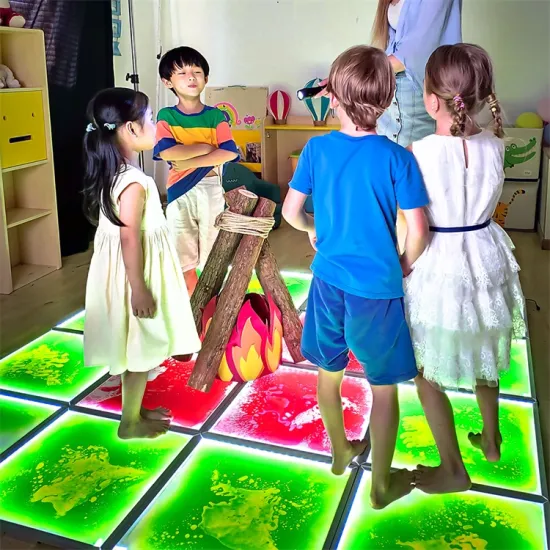 CreativTiles: Luminous Blue Liquid Sensory Floor Tiles for Children's Room Flooring - Relieving Stress and Anxiety