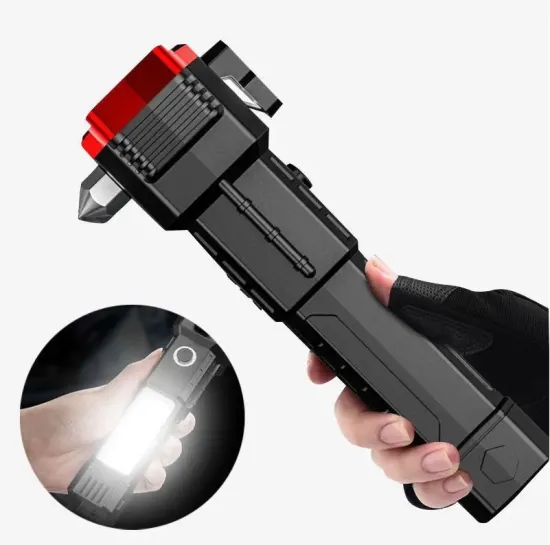 Mini Portable Fishing Camping Outdoor Flash Light: Rechargeable LED Torch with Safety Hammer