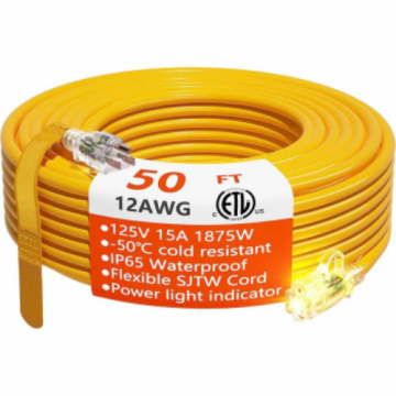 50FT Power Retractable Electrical Waterproof Extension Cord