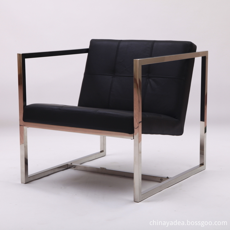 Black Leather Angles Chair