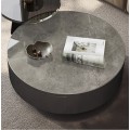 Mesa de café redondo de mármol contemporáneo con almacenamiento