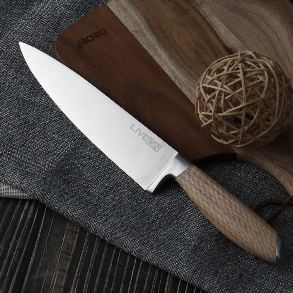 8 INCH CHEF KNIFE WITH PAKKA WOOD HANDLE