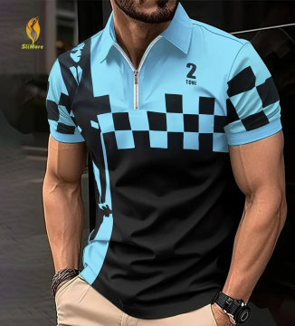 Summer Striped Men's Formal Casual Three-Button Henry Oversized Short-Sleeved T-Shirt