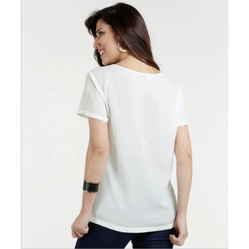 Camicette a maniche corte in chiffon Top estivi con scollo a V femminili