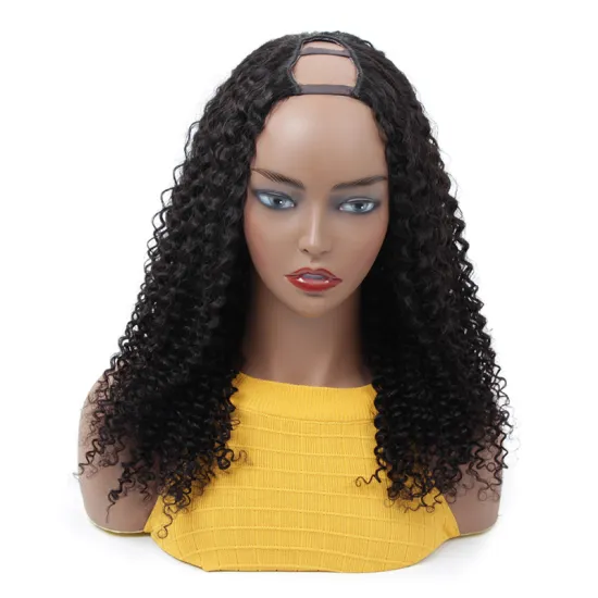 ISEE HAIR Factory Direct New Arrival Wholesale Kinky Curly Clip In Hair Human Cambodian With Front U Part Lace Wig