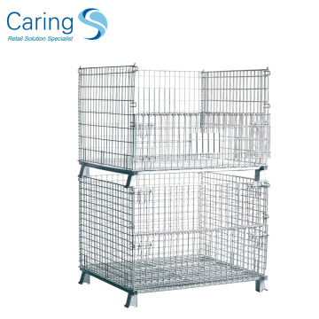 Steel Pallet Warehouse Cage with Wheels - Decorative Wire Mesh Container