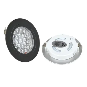 12V LED Under Cabinet Lights Kit 6 Pack Black Cord Aluminum Puck Lamps for Kitchen Counter Closet Lighting with Manual on/Off Sw